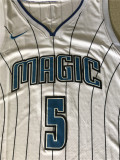 Orlando MagicNBA耐克球迷版魔术队5#班巴白色球衣