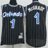 Orlando Magic魔术队 1号 麦迪 黑色条纹 极品网眼球衣