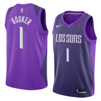 Phoenix Suns17-18新赛季 太阳队 1号 布克 紫色 城市版