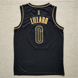 Portland Trail Blazers NBA耐克球迷版开拓者0#利拉德黄金版球衣