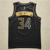 Milwaukee Bucks NBA耐克球迷版雄鹿34#安特托昆博字母哥黄金版球衣