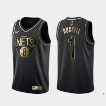 Brooklyn Nets篮网 1号 拉塞尔 黑色 黄金版球衣
