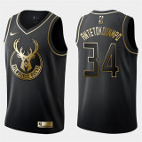 Milwaukee Bucks NBA耐克球迷版雄鹿34#安特托昆博字母哥黄金版球衣