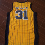 Indiana Pacers 步行者队 31号 雷吉 米勒 黄色条纹 新面料球衣