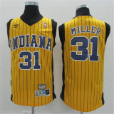 Indiana Pacers 步行者队 31号 雷吉 米勒 黄色条纹 新面料球衣
