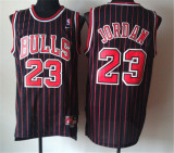 Chicago Bulls 公牛队 23号 乔丹 黑色红条 极品网眼球衣