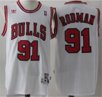 Chicago Bulls 公牛队 91号 罗德曼 白色 极品网眼球衣
