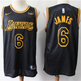 Los Angeles Lakers 新赛季 湖人队（城市版） 6号 詹姆斯 黑色 球迷版球衣