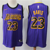 Los Angeles Lakers 新赛季 湖人队（城市版） 23号 戴维斯 条纹紫 球迷版球衣