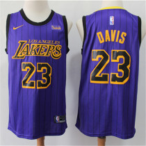 Los Angeles Lakers 新赛季 湖人队（城市版） 23号 戴维斯 条纹紫 球迷版球衣