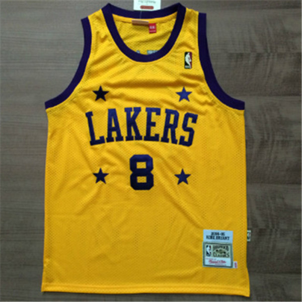 Los Angeles Lakers 湖人队 8号 科比 北卡四星黄色 极品网眼球衣
