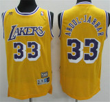 Los Angeles Lakers 湖人队 33号 贾巴尔 黄色 复古网眼球衣