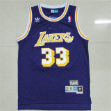 Los Angeles Lakers 湖人队 33号 贾巴尔 紫色 复古网眼球衣