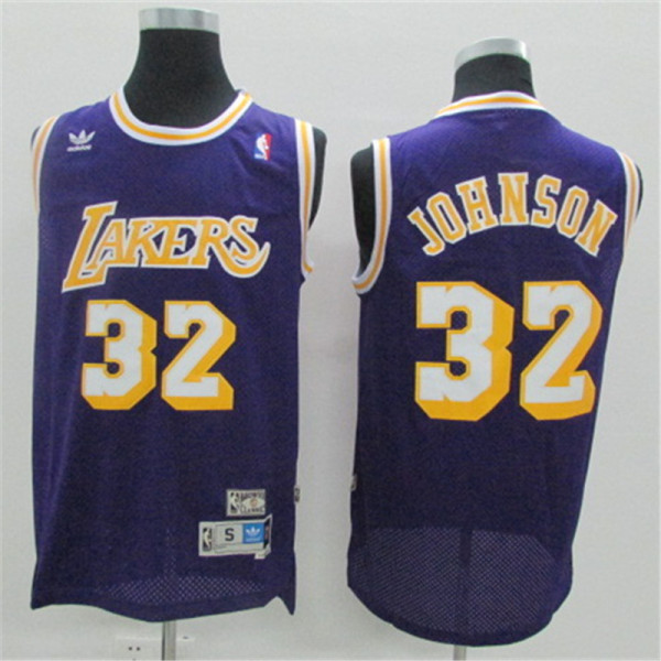 Los Angeles Lakers 湖人队 32号 魔术师-约翰逊 紫色 复古极品网眼球衣