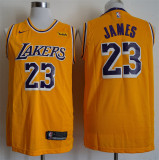 Los Angeles Lakers 19新款 湖人队 23号 詹姆斯 黄色 球迷版球衣