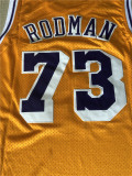 Los Angeles Lakers 湖人队 73号罗德曼 复古黄色洞布球衣