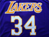 Los Angeles Lakers 湖人队 34号 奥尼尔 紫色 新面料球迷版