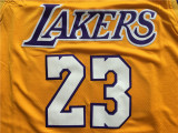 Los Angeles Lakers 18-19新赛季 湖人队 23号勒布朗.詹姆斯 黄色 球迷版球衣
