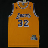 Los Angeles Lakers 湖人队 32号 魔术师-约翰逊 黄色 复古极品网眼球衣