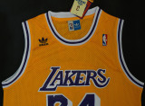 Los Angeles Lakers 湖人队 24号 科比 复古黄 极品网眼球衣