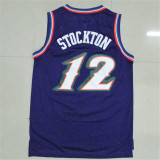 Utah Jazz爵士队 12号 斯托克顿 紫色 大雪山极品网眼球衣
