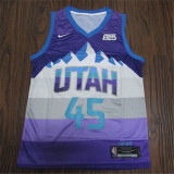 Utah Jazz新款 爵士 45号 米切尔 城市版 雪山渐变 紫色