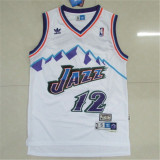 Utah Jazz爵士队 12号 斯托克顿 白色 大雪山极品网眼球衣