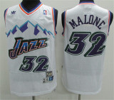Utah Jazz爵士队 32号 卡尔马龙 白色 大雪山极品网眼球衣