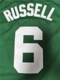 Boston Celtics指环王 凯尔特人队6号比尔·拉塞尔（Bill Russell）绿色网眼复古球衣