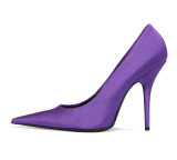 A2017 new style fashion shoes for woman sexy high heels stilettos plus size 40-48 small size 32 33 purple blue green satin pumps