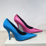 A2017 new style fashion shoes for woman sexy high heels stilettos plus size 40-48 small size 32 33 purple blue green satin pumps