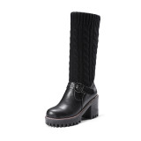 arden furtado 2017 new style socks boots genuine leather platform high heels fashion boots mid-calf matin boots