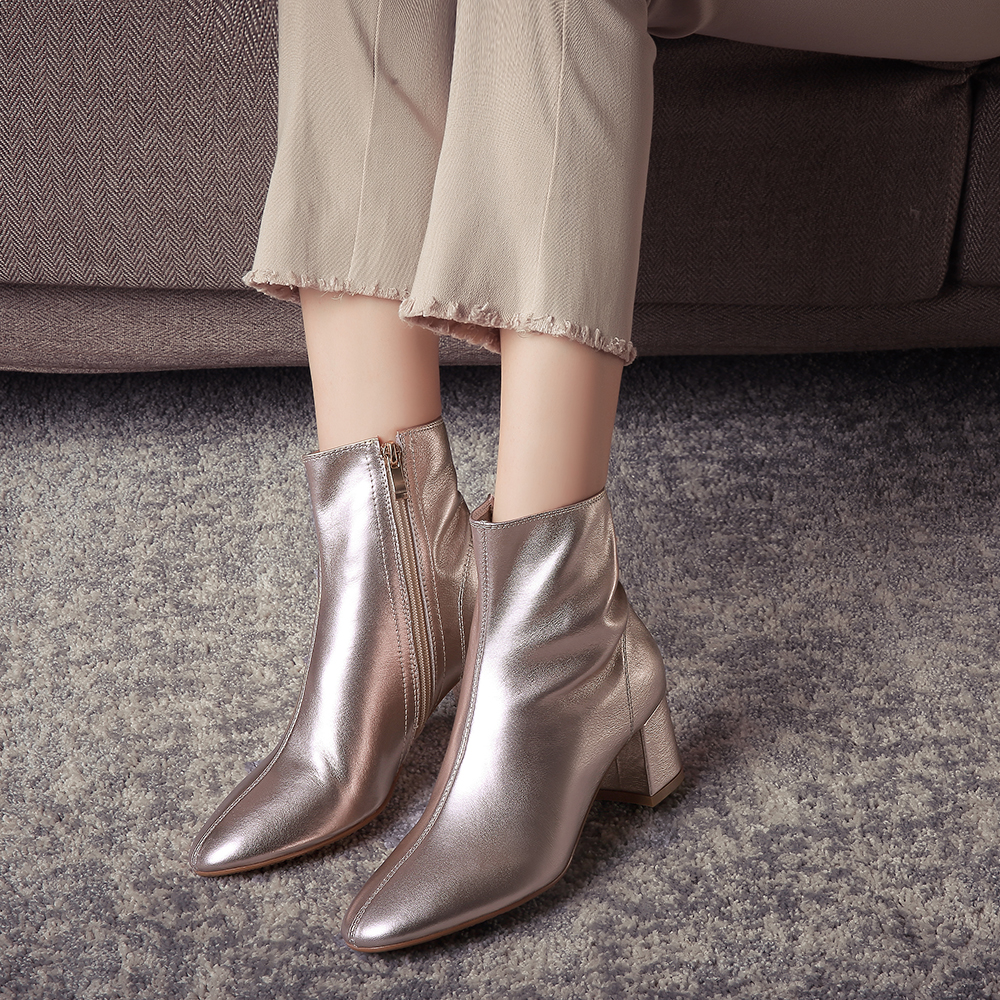 ladies silver ankle boots