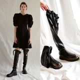 Arden Furtado winter woman over the knee thigh high boots square heels genuine leather slip on casual boots flat platform boots