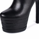 Arden Furtado 2018 autumn winter genuine leather platform high heels 15cm ankle boots shoes for woman fashion boots women
