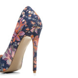 Arden Furtado 2018 new style fashion pumps shoes slip on stilettos high heels 12cm jeans flowers for woman ladies dress shoes