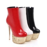 Arden Furtado Women Shoes Sexy 2018 new winter ankle Boots Ladies Fashion High Heels 16cm Woman red white platform boots Stilettos