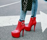 Arden Furtado Women Shoes Sexy 2018 new winter ankle Boots Ladies Fashion High Heels 14 cm rhinestone red white platform boots