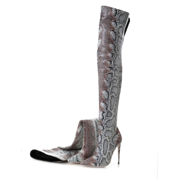 Arden Furtado spring autumn fashion high heels 12cm over the knee boots shoes woman pointed toe stilettos sexy serpentine boots