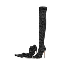 Arden Furtado spring autumn fashion high heels 12cm polka dot over the knee boots shoes woman pointed toe sexy stilettos