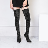 Arden Furtado spring autumn fashion high heels 12cm polka dot over the knee boots shoes woman pointed toe sexy stilettos