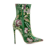 Arden Furtado 2017 winter high heels 12cm fashion shoes woman flowers party shoes stilettos ankle boots ladies big size 40-45