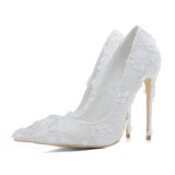 Arden Furtado new style slip on sexy high heels 12cm white lace wedding shoes for woman slip on shoes for woman stilettos