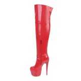Arden Furtado 2018 winter sexy high heels 16cm platform night club over the knee high boots shoes for woman patent leather stilettos red white boots