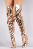 Arden Furtado over the knee high boots gold silver stilettos fashion boots sexy high heels plus size pointed toe shoes size 46 47 48