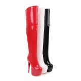 Arden Furtado 2018 winter sexy high heels 16cm platform night club over the knee high boots shoes for woman patent leather stilettos red white boots
