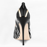 Arden Furtado 2018 spring autumn slip on big size pumps sexy high heels 12cm horsehair striped pointed toe stilettos shoes