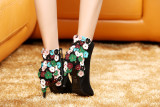 Arden Furtado new 2018 spring winter genuine suede flowers boots fashion shoes for woman stilettos ankle boots women high heels