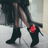 Arden Furtado 2018 spring genuine suedezipper fashion flowers ankle boots woman shoes women stilettos high heels 9cm