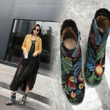 Arden Furtado new style spring autumn high heels flowers ankle boots shoes for woman fashion women Ethnic boots big size 40-43